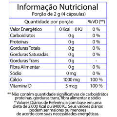 Suplemento de Cálcio com Vitamina D 500mg - 60 cápsulas - Cálcio D